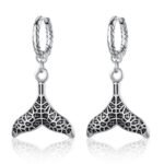 Vintage Whale Tail Drop Earrings | Retro Textured Stainless Steel Jewelry - Image 4