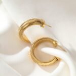 Twisted C-Shaped Hoop Earrings for Women | Unique Statement Jewelry - Image 2