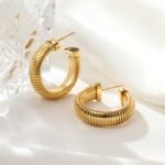 Twisted C-Shaped Hoop Earrings for Women | Unique Statement Jewelry