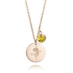 December Birthstone Carnation Pendant Necklace | 18K Rose Gold-Plated Stainless Steel Jewelry - Image 4