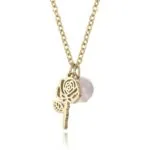 December Birthstone Carnation & Red Bead Pendant Necklace | 18K Gold-Plated Stainless Steel Jewelry - Image 7