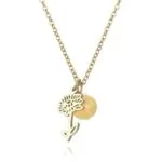 December Birthstone Carnation & Red Bead Pendant Necklace | 18K Gold-Plated Stainless Steel Jewelry - Image 2