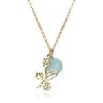 December Birthstone Carnation & Red Bead Pendant Necklace | 18K Gold-Plated Stainless Steel Jewelry