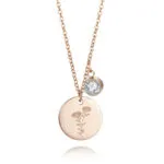 December Birthstone Carnation Pendant Necklace | 18K Rose Gold-Plated Stainless Steel Jewelry - Image 11