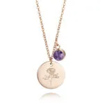 December Birthstone Carnation Pendant Necklace | 18K Rose Gold-Plated Stainless Steel Jewelry - Image 9