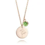 December Birthstone Carnation Pendant Necklace | 18K Rose Gold-Plated Stainless Steel Jewelry - Image 7