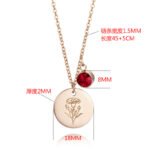 December Birthstone Carnation Pendant Necklace | 18K Rose Gold-Plated Stainless Steel Jewelry - Image 2