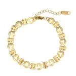 18K Gold-Plated Textured Link Bracelet | Hypoallergenic Titanium Steel Jewelry - Image 6