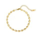 18K Gold-Plated Textured Link Bracelet | Hypoallergenic Titanium Steel Jewelry - Image 7