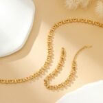 18K Gold-Plated Textured Link Bracelet | Hypoallergenic Titanium Steel Jewelry