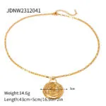 Minimalist Spiral Circle Pendant Paperclip Choker | 18K Gold-Plated Stainless Steel Jewelry for Women - Image 2