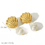 Gold Shell & Pearl Drop Earrings Collection | Ocean-Inspired Jewelry - Image 3