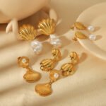 Gold Shell & Pearl Drop Earrings Collection | Ocean-Inspired Jewelry