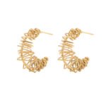 Textured Coil C-Hoop Earrings for Women | Niche Stainless Steel Jewelry - Image 5