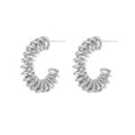 Textured Coil C-Hoop Earrings for Women | Niche Stainless Steel Jewelry - Image 4