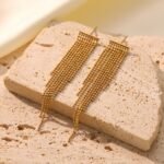 Sparkling Gold Chain Tassel Earrings for Women - Image 2