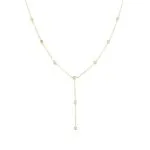 18K Gold-Plated Bezel-Set CZ Lariat Necklace | Hypoallergenic Stainless Steel Jewelry - Image 2