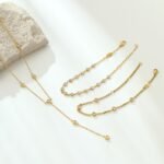 18K Gold-Plated Bezel-Set CZ Lariat Necklace | Hypoallergenic Stainless Steel Jewelry