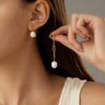 Asymmetrical Double Pearl Drop Earrings | Gold Stainless Steel Jewelry - Image 2