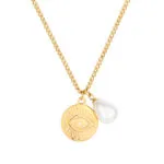 18K Gold-Plated Starfish & Evil Eye Pearl Pendant Necklace Set | Stainless Steel Coastal Jewelry - Image 2