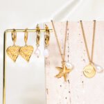 18K Gold-Plated Starfish & Evil Eye Pearl Pendant Necklace Set | Stainless Steel Coastal Jewelry