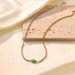 Two-Tone Marquise CZ Pendant Necklace | Hypoallergenic Stainless Steel DIY Jewelry - Image 2