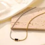 Two-Tone Marquise CZ Pendant Necklace | Hypoallergenic Stainless Steel DIY Jewelry - Image 3