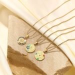 Vintage Enamel Pattern Coin Pendant Necklace | 18K Gold-Plated Stainless Steel Jewelry