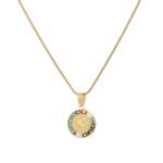 Vintage Enamel Pattern Coin Pendant Necklace | 18K Gold-Plated Stainless Steel Jewelry - Image 2