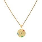 Vintage Enamel Pattern Coin Pendant Necklace | 18K Gold-Plated Stainless Steel Jewelry - Image 4