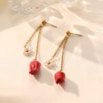 Luxury Dried Flower Drop Earrings | Minimalist High-End Jewelry - Image 2