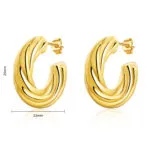 rendy Geometric Gold Earrings | Minimalist & Edgy Stainless Steel Jewelry - Image 7