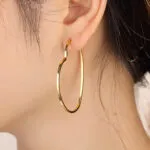 rendy Geometric Gold Earrings | Minimalist & Edgy Stainless Steel Jewelry - Image 10