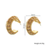 Chunky Gold Crystal Hoop Earrings | Stainless Steel Jewelry