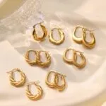 rendy Geometric Gold Earrings | Minimalist & Edgy Stainless Steel Jewelry