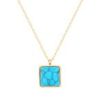 Boho Turquoise Pendant Layered Necklace Set | 18K Gold-Plated Stainless Steel Jewelry - Image 6