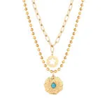 Boho Turquoise Pendant Layered Necklace Set | 18K Gold-Plated Stainless Steel Jewelry - Image 5