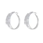 Geometric Mesh Inlay Hoop Earrings for Women | Luxury Stainless Steel Jewelry - Image 5