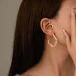 Geometric Mesh Inlay Hoop Earrings for Women | Luxury Stainless Steel Jewelry - Image 2