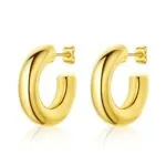 Classic Gold-Tone C-Hoop Earrings | Premium Stainless Steel Everyday Jewelry - Image 3