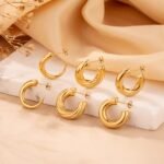 Classic Gold-Tone C-Hoop Earrings | Premium Stainless Steel Everyday Jewelry