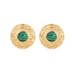 Vintage Square Green Stone Stud Earrings for Women | Natural Turquoise-Inspired Jewelry - Image 8