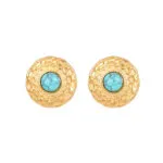 Vintage Square Green Stone Stud Earrings for Women | Natural Turquoise-Inspired Jewelry - Image 6