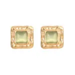 Vintage Square Green Stone Stud Earrings for Women | Natural Turquoise-Inspired Jewelry - Image 4