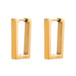 Geometric Rectangle & Square Huggie Hoop Earrings | Minimalist Stainless Steel Jewelry - Image 7