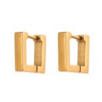 Geometric Rectangle & Square Huggie Hoop Earrings | Minimalist Stainless Steel Jewelry - Image 5