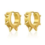 Edgy Spiked Huggie Hoop Earrings | 18K Gold-Plated Stainless Steel Jewelry - Image 2