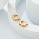 Edgy Spiked Huggie Hoop Earrings | 18K Gold-Plated Stainless Steel Jewelry