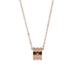 Minimalist Hollow Gourd Diamond Pendant Necklace | 18K Rose Gold-Plated Stainless Steel - Image 2
