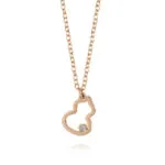 Minimalist Hollow Gourd Diamond Pendant Necklace | 18K Rose Gold-Plated Stainless Steel - Image 4